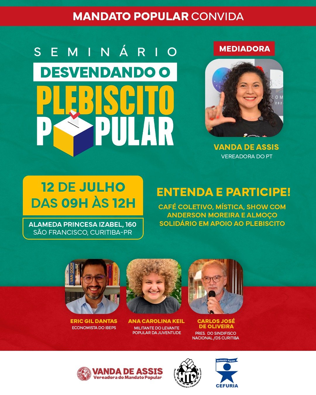 Seminário “Desvendando o Plebiscito Popular” será realizado em Curitiba neste sábado