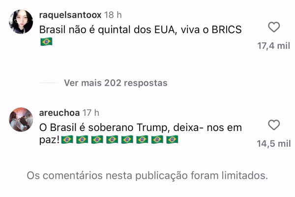 Após taxa de 50%, brasileiros invadem Instagram de Trump, que reage