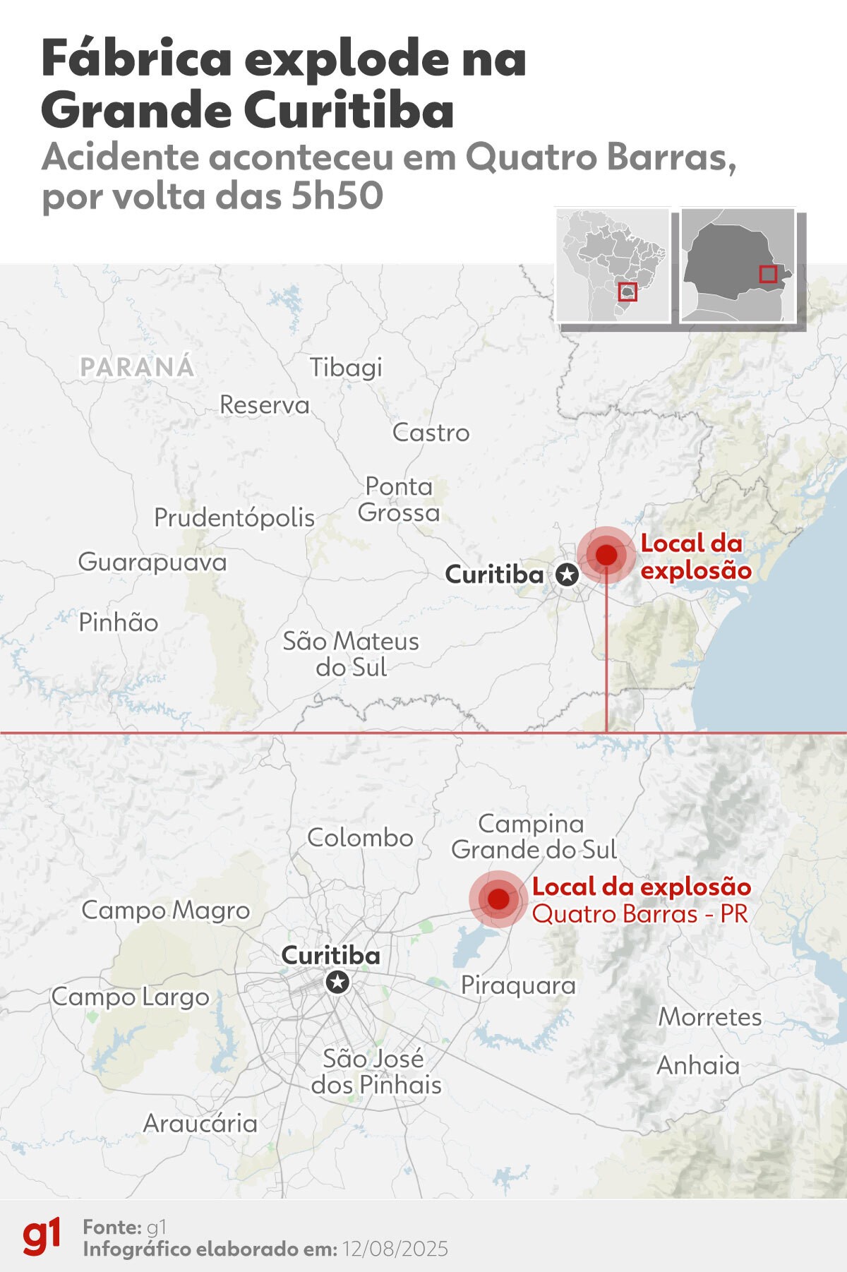 Fábrica de explosivos confirma 9 mortes em explosão na Grande Curitiba