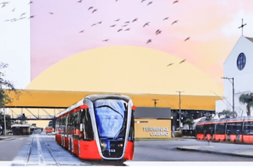 Mobilidade Sustentável - Perspectiva artística mostra VLT no centro de Curitiba