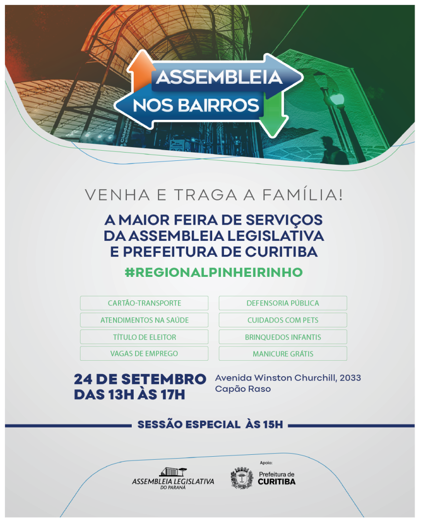 Assembleia Legislativa do Paraná | ALEP | Notícias > Regional do Pinheirinho recebe a 4ª edição do Assembleia nos Bairros nesta quarta-feira (23)