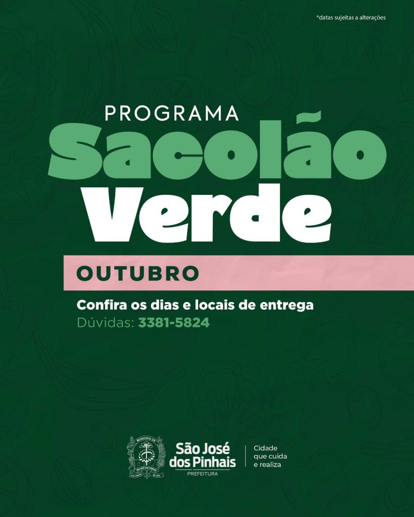 Confira o cronograma do Sacolão Verde para o mês de outubro