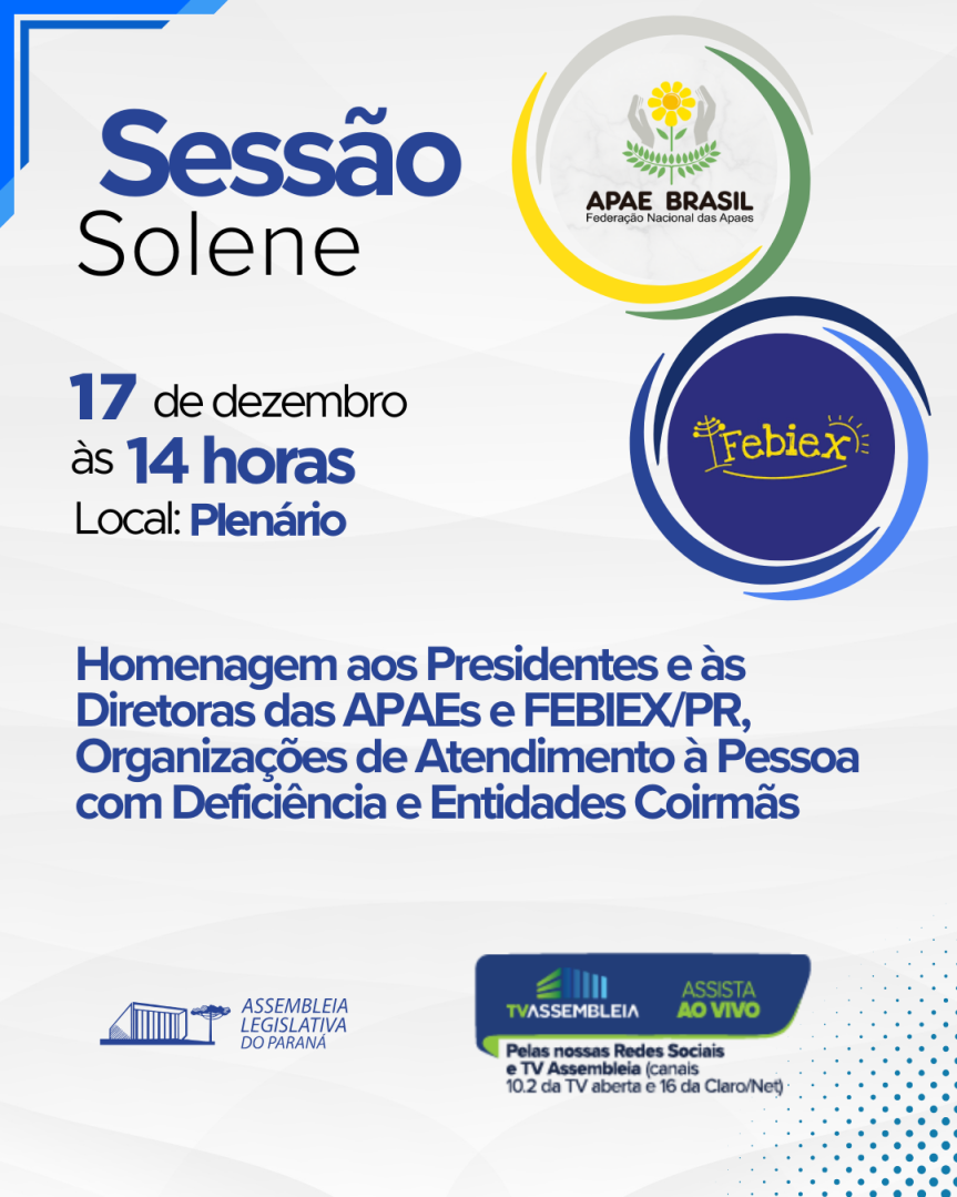 Assembleia Legislativa do Paraná | ALEP | Notícias > Assembleia promove homenagem a lideranças das APAEs e entidades de atendimento à pessoa com deficiência