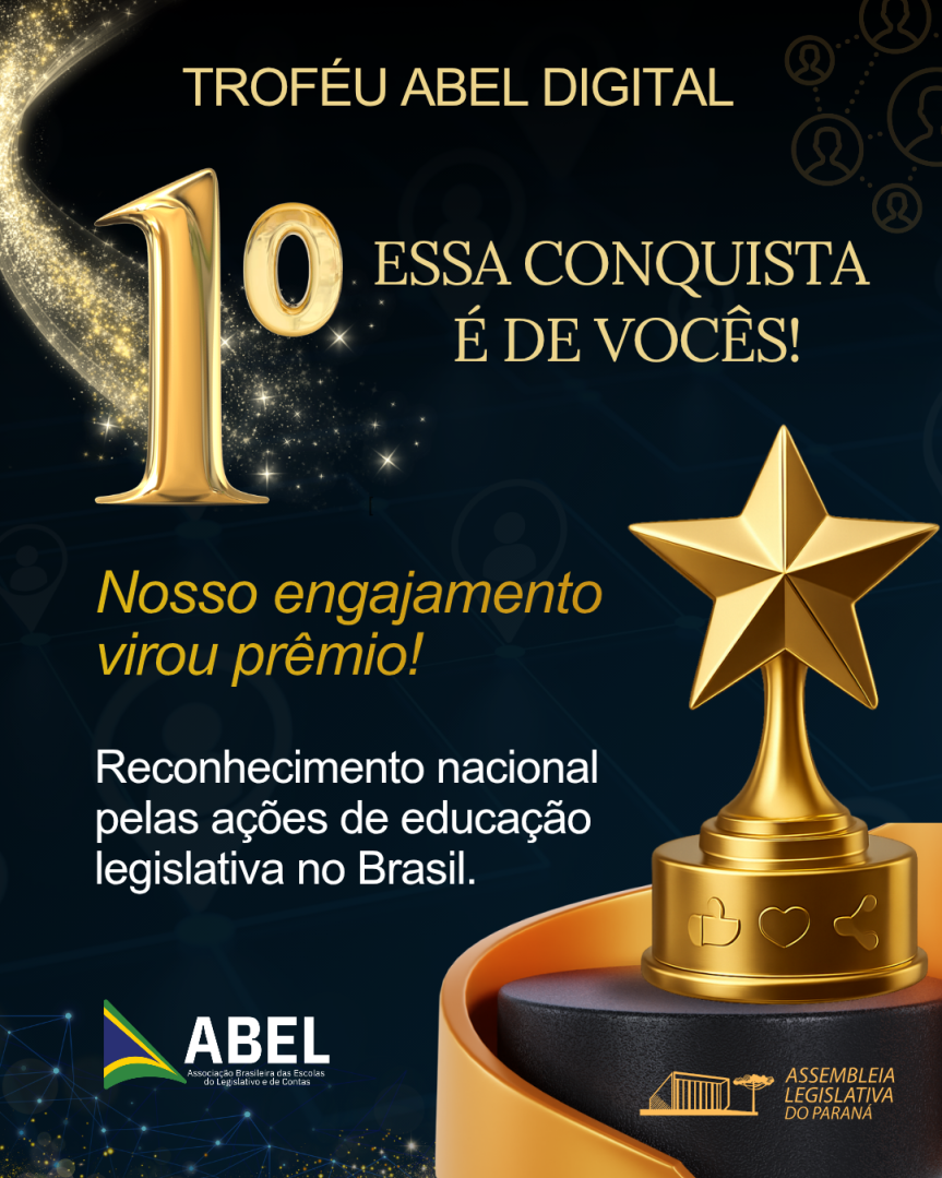 A Escola do Legislativo Paranaense venceu na categoria 5, com 226.690 interações nas plataformas digitais.