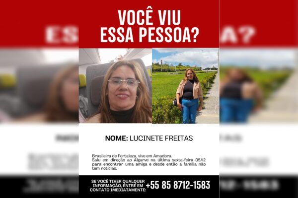 Imagem colorida da brasileira desaparecida em Portugal
