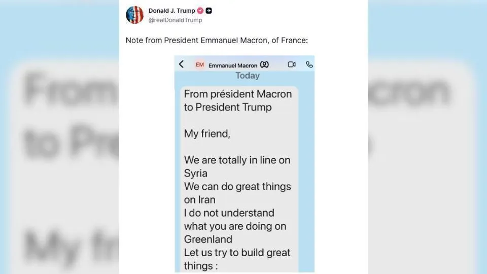 Trump divulga mensagem de Macron questionando ações sobre a Groenlândia