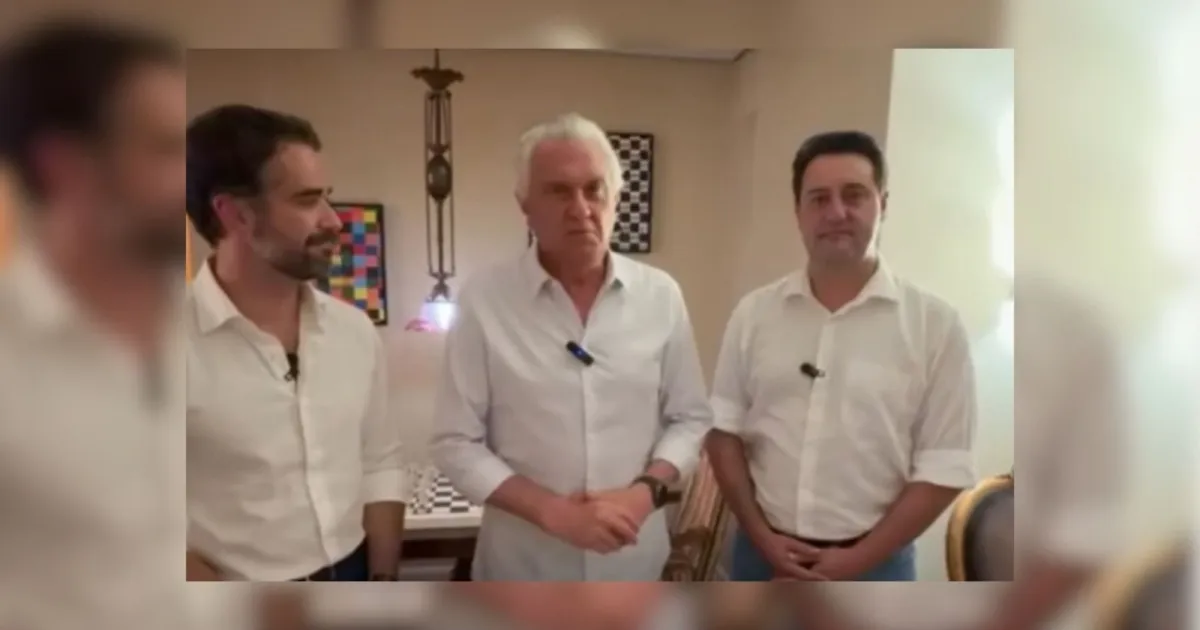 Ao lado de Ratinho Jr. e Leite, Caiado anuncia filiação ao PSD
