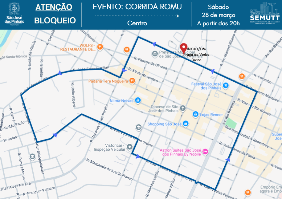 Mapas de bloqueios para a Corrida da ROMU