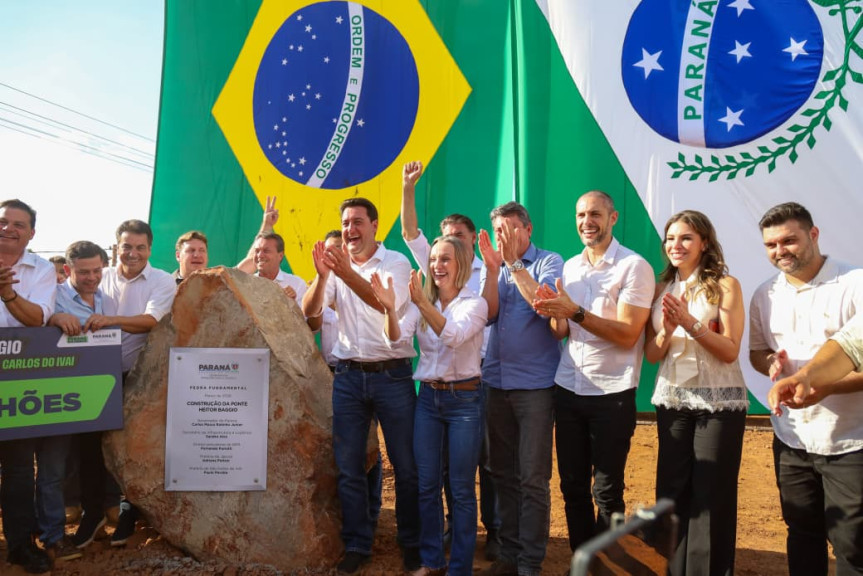 A deputada estadual Maria Victoria (PP) participou, na quinta-feira (5), do lançamento da pedra fundamental para a construção da ponte