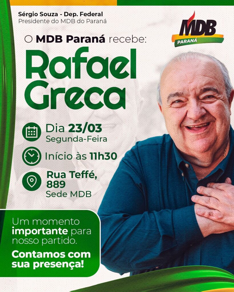 WhatsApp Image 2026 03 23 at 08.13.02 Greca confirma filiação ao MDB em Curitiba e oficializa pré-candidatura ao Governo do Paraná