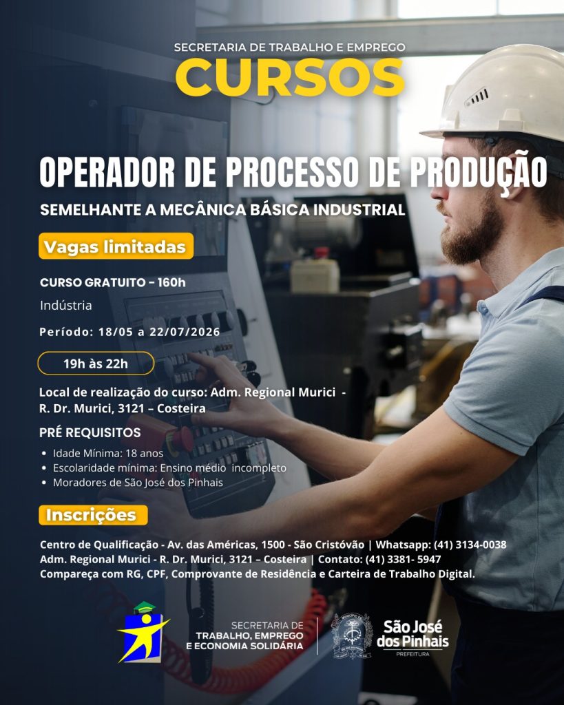 Centro de Qualificação e Capacitação de São José dos Pinhais está com inscrições abertas para cursos gratuitos